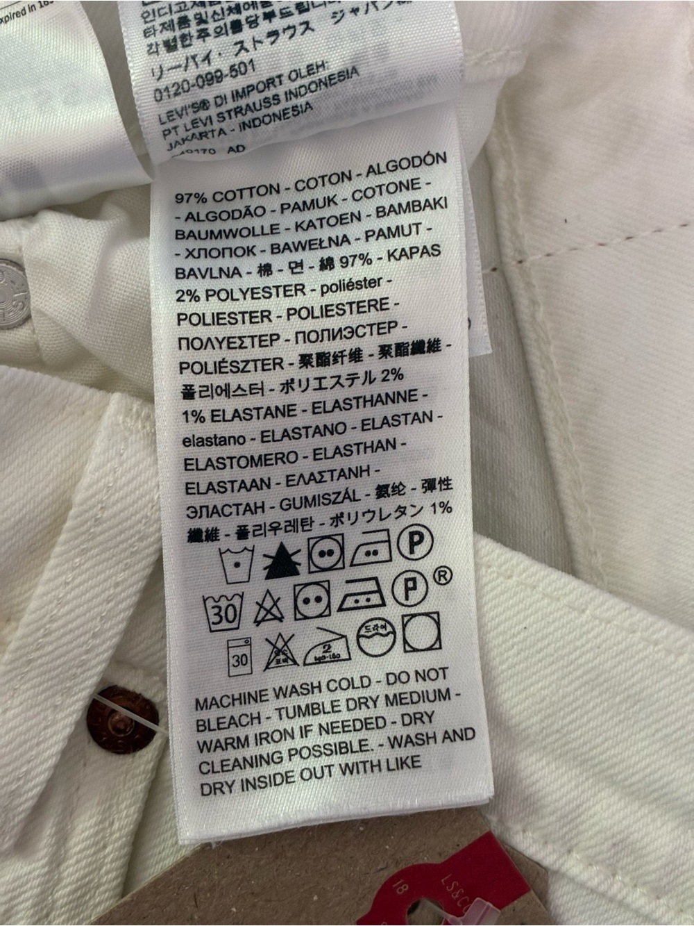 Levi’s 501 Cropped White Jeans Women’s Size 31 High Rise Straight Leg NWT - Picture 6 of 9